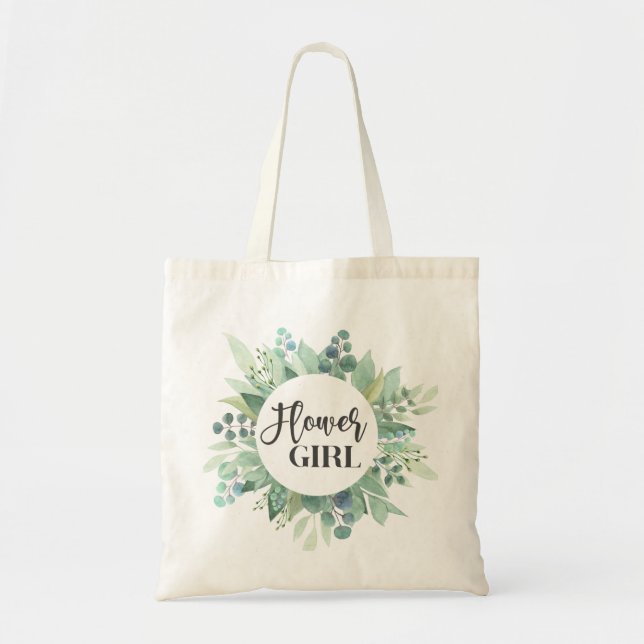 Flower Girl Eucalyptus Greenery Bröllop Tote Bag Tygkasse (Framsidan)