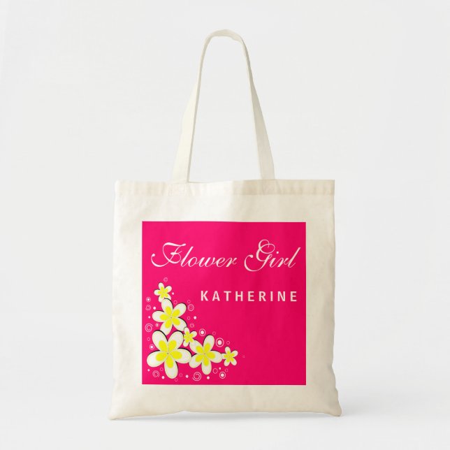 Flower Girl Frangipani Blommigt Budget Tote Bag Tygkasse (Framsidan)