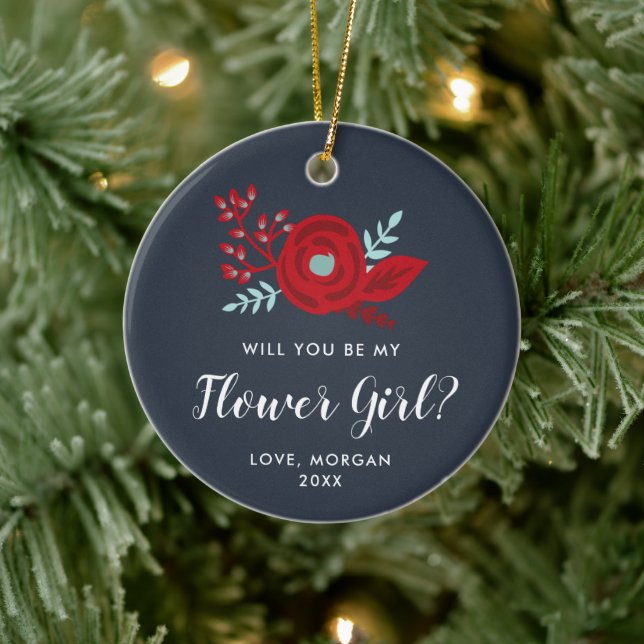 Flower Girl Frieri Personlig Jr Bridesmaid Julgransprydnad Keramik (Träd)