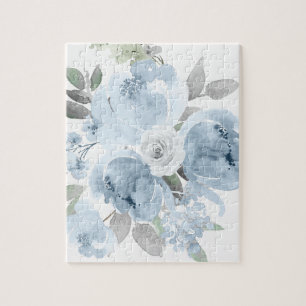 Flower Girl Gift Dusty Blue Bröllop Blommigt Bouqu Pussel
