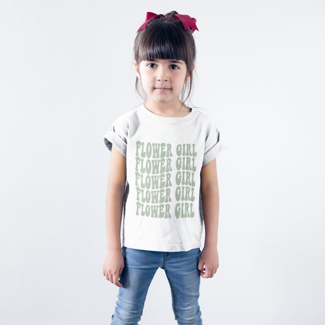 Flower Girl Gift Sage Grönt Matching Brudens sida T Shirt (Skapare uppladdad)