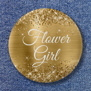 Flower Girl Glittery Gold Foil Knapp