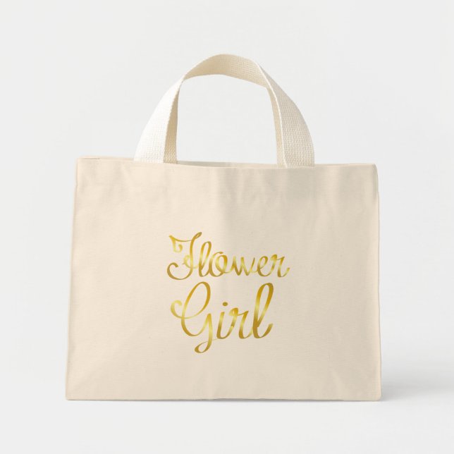 Flower Girl Guld Tiny, Small Mini Tygkasse (Framsidan)