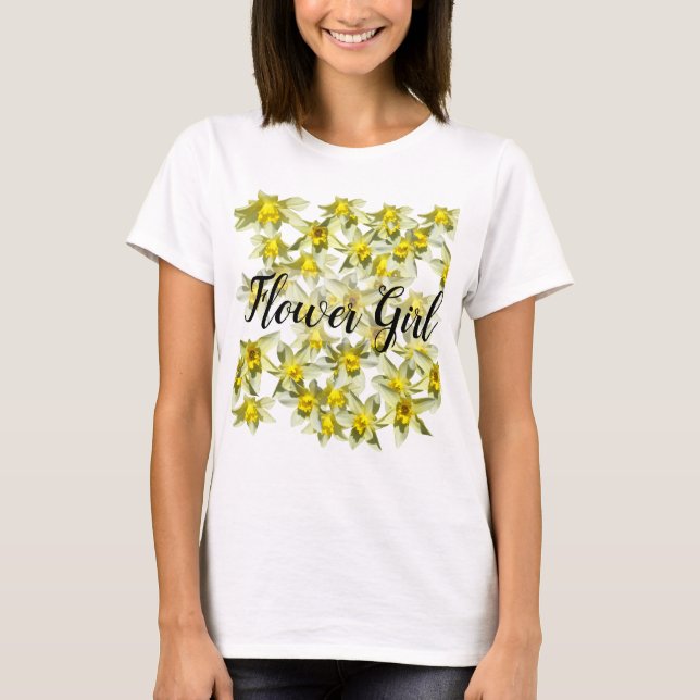 Flower Girl Gult Daffodils T-Shirt (Framsida)