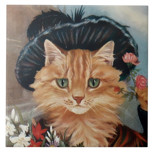 "Flower Girl Gypsy Kitten" av GL Barnes Kakelplatta (Framsidan)