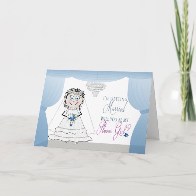 FLOWER GIRL INVITATION - BRIDE WITH CHANDELIER INBJUDAN (Framsida)