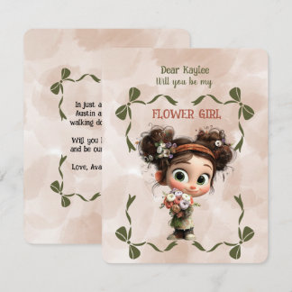 Flower Girl Invitation Floral Brown Watercolor Anteckningskort