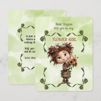 Flower Girl Invitation Floral Brown Watercolor Anteckningskort