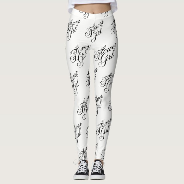 Flower Girl Leggings - Black on White (Framsida)