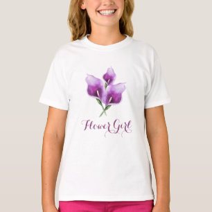 Flower Girl Lila Calla Lily Watercolor Blommigt T Shirt