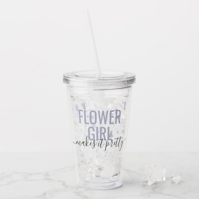 Flower Girl Matching Brudens sida Namn Take Away Mugg (Framsida Ice)