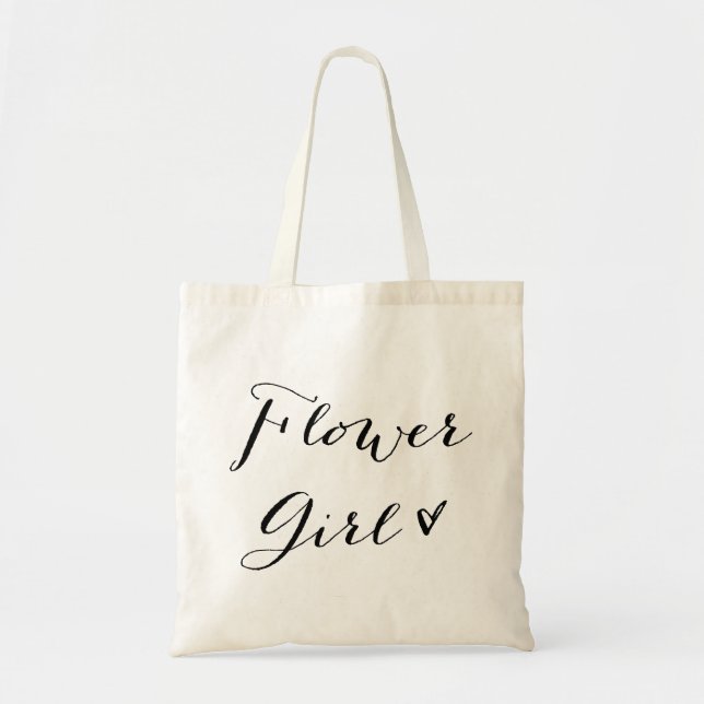 Flower Girl | Modern calligraphy Bröllop Tote Bag Tygkasse (Framsidan)