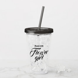 Flower Girl Namn Black Minimum Modern Bröllop Gift Take Away Mugg