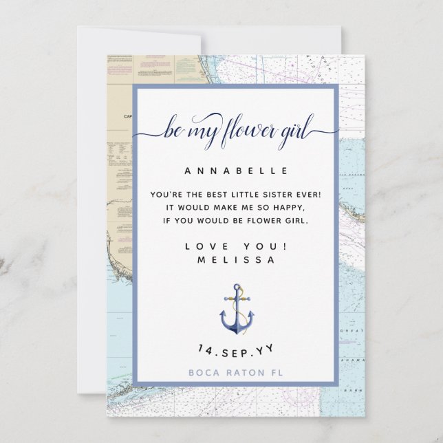 Flower Girl Nautical #Bröllop | Syd#Florida Inbjudningar (Framsida)