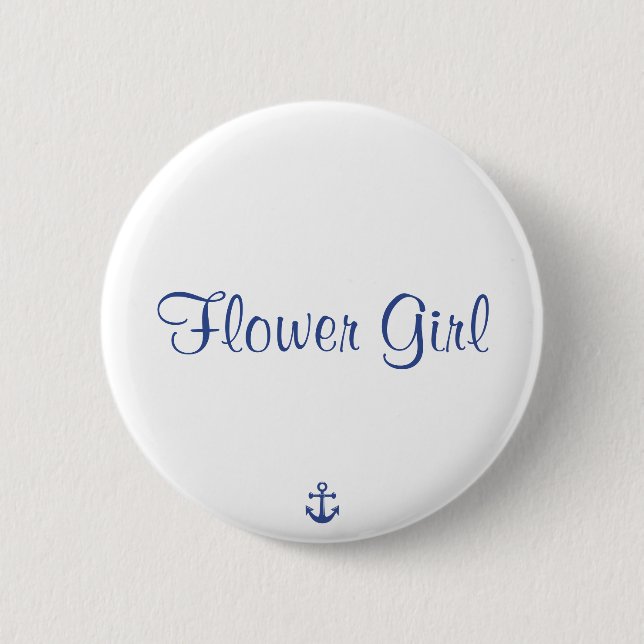 Flower Girl Nautical WedButtons Knapp (Framsida)