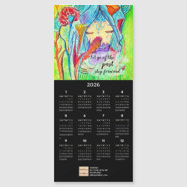 Flower Girl Oil Pastel Art Calendar Magnetic Card