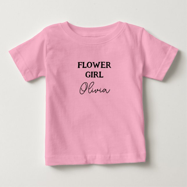 Flower Girl Personlig Rosa T Shirt (Framsida)