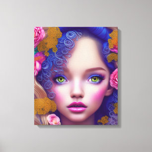 Flower Girl Princess inspirerad av ukrainsk kultur Canvastryck