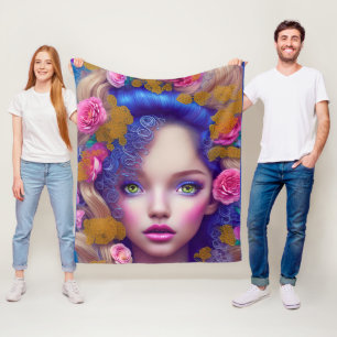 Flower Girl Princess inspirerad av ukrainsk kultur Fleecefilt