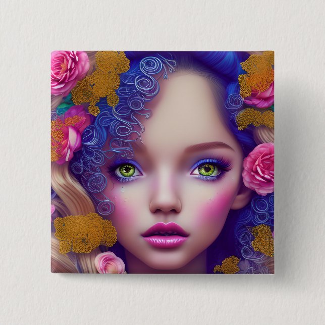 Flower Girl Princess inspirerad av ukrainsk kultur Knapp (Framsida)