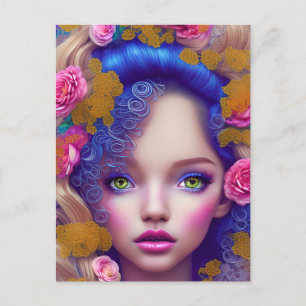 Flower Girl Princess inspirerad av ukrainsk kultur Vykort