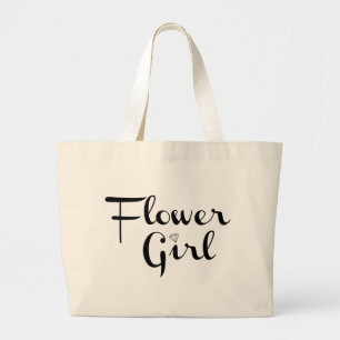 Flower Girl Retro Script Black på vitt Jumbo Tygkasse