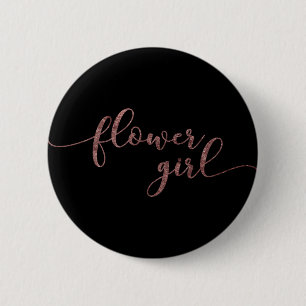 "Flower Girl" Ro Guld Glitter på Black Knapp