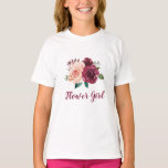 Flower Girl  Rosa Burgundy Ro Blommigt T Shirt<br><div class="desc">Blomflickan t-shirt har en vattenfärgsdesign med  rosa och ro. Matchande objekt är också tillgängliga. Besök vår butik eller visa våra samlingssidor för att se fullt.</div>