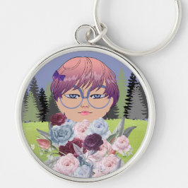 FLOWER GIRL RUND SILVERFÄRGAD NYCKELRING