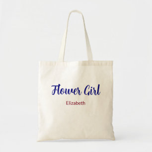 Flower Girl Script Navy Blue och Burgundy Namn Tygkasse