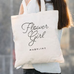 Flower Girl Simple Calligraphy Bröllop Tygkasse<br><div class="desc">Flower Girl Simple Calligraphy Bröllop Tote Bag har roligt och söt calligraphy,  tillsammans med blommans efternamn.</div>