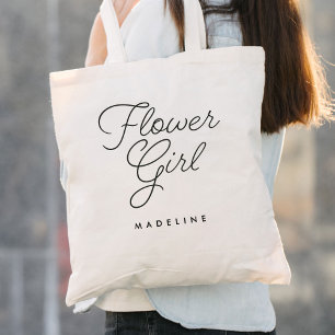 Flower Girl Simple Calligraphy Bröllop Tygkasse