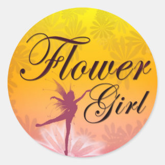 Flower Girl Sticker Runt Klistermärke