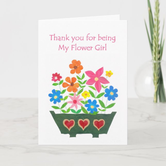 Flower Girl Tack Greeting Card - Flowers (Framsida)