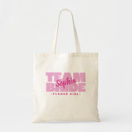 Flower Girl Team Bride Brudens sida Namn Rosa Cute Tygkasse