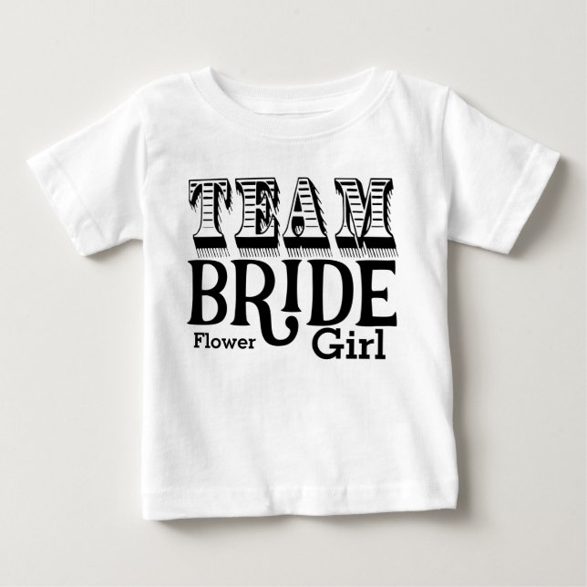 Flower Girl Team Bride Hand Lettered Black Bläck T-shirt (Framsida)