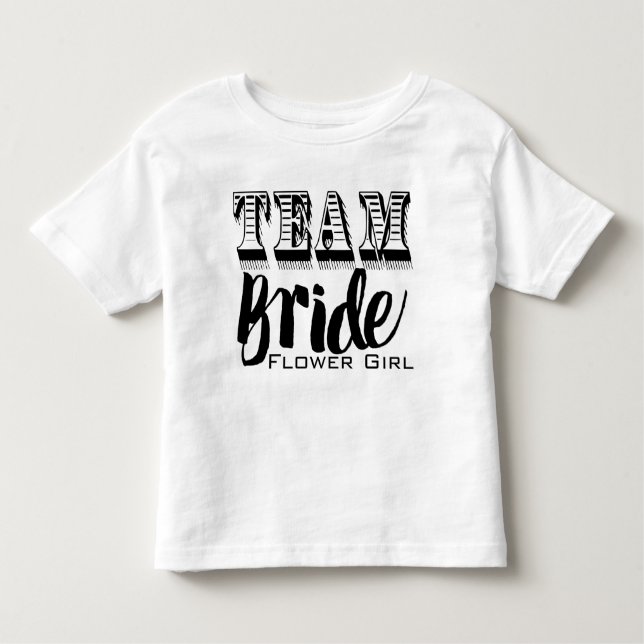 Flower Girl Team Bride Hand Lettered T-shirt (Framsida)