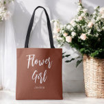 Flower Girl Terracotta Brown Bröllop Tygkasse<br><div class="desc">Flower Girl Terracotta Brown Tote Bag eller Bröllop,  Brudens sida,  Möhippa,  Bachelorette Party. Ta en titt på fler produkter med den här designen i samlingen nedan.</div>