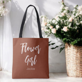 Flower Girl Terracotta Brown Bröllop Tygkasse