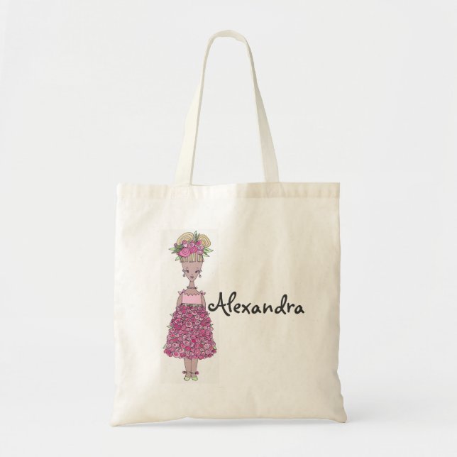 Flower Girl Tote Bag - Personalize Alexandra Tygkasse (Framsidan)