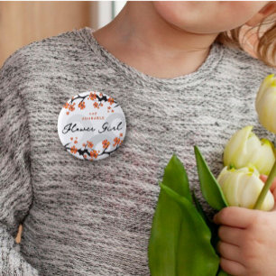 FLOWER GIRL Tropical Flowers Swirls Chic Bröllop Knapp