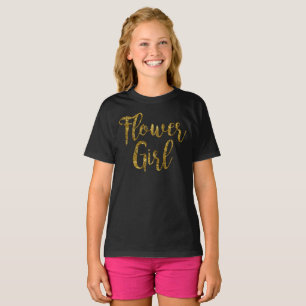 Flower Girl Tshirt Skriv ut guldfet Tröja
