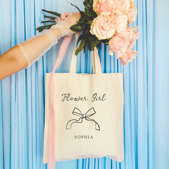 Flower Girl | Välj valfri Färg-coquette-ruta Tygkasse (Skapare uppladdad)
