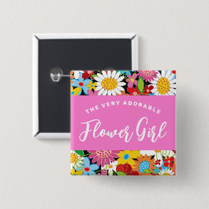 FLOWER GIRL Vår blommor Garden Wedding Namn brick Knapp