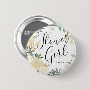 Flower Girl Vit ros Bouquet Personligt bröllp Knapp