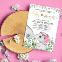Flower Girl Watercolor Elephant Baby Shower