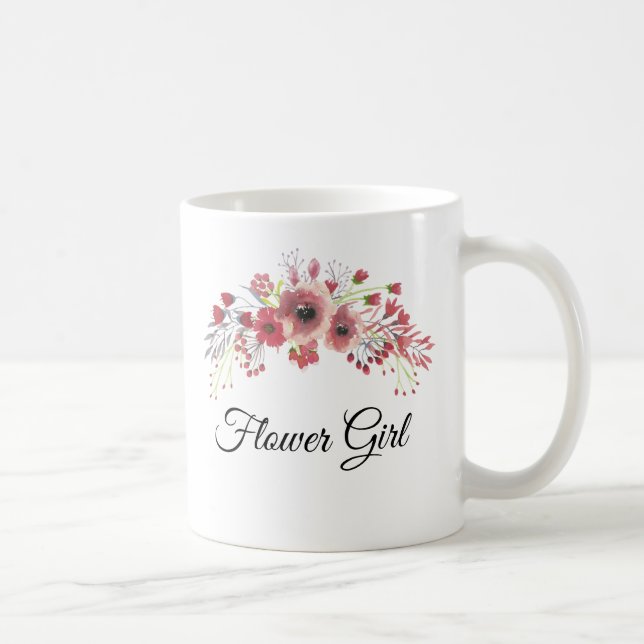 Flower Girl Watercolor Rosa Flower Bouquet Mugg (Höger)