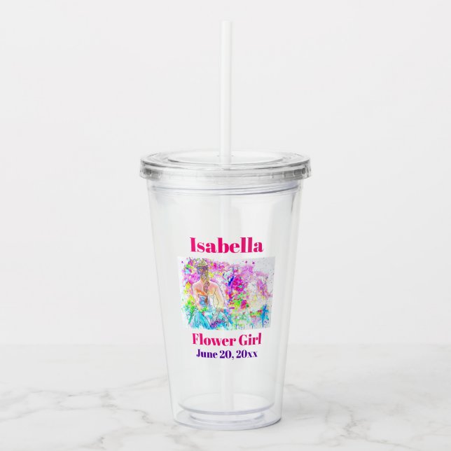 Flower Girl Wedor Favor Cute Rosa Take Away Mugg (Framsida)