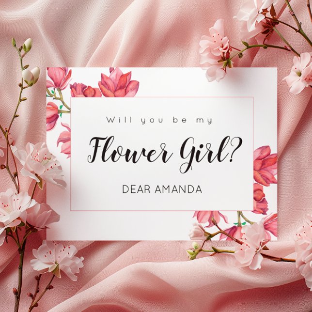 Flower Girl White Blommigt Magnolia Card Helg Vykort (Skapare uppladdad)