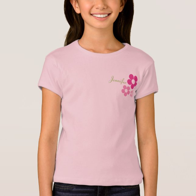 Flower Girl with Namn - Girls Baby Doll Tee (Framsida)